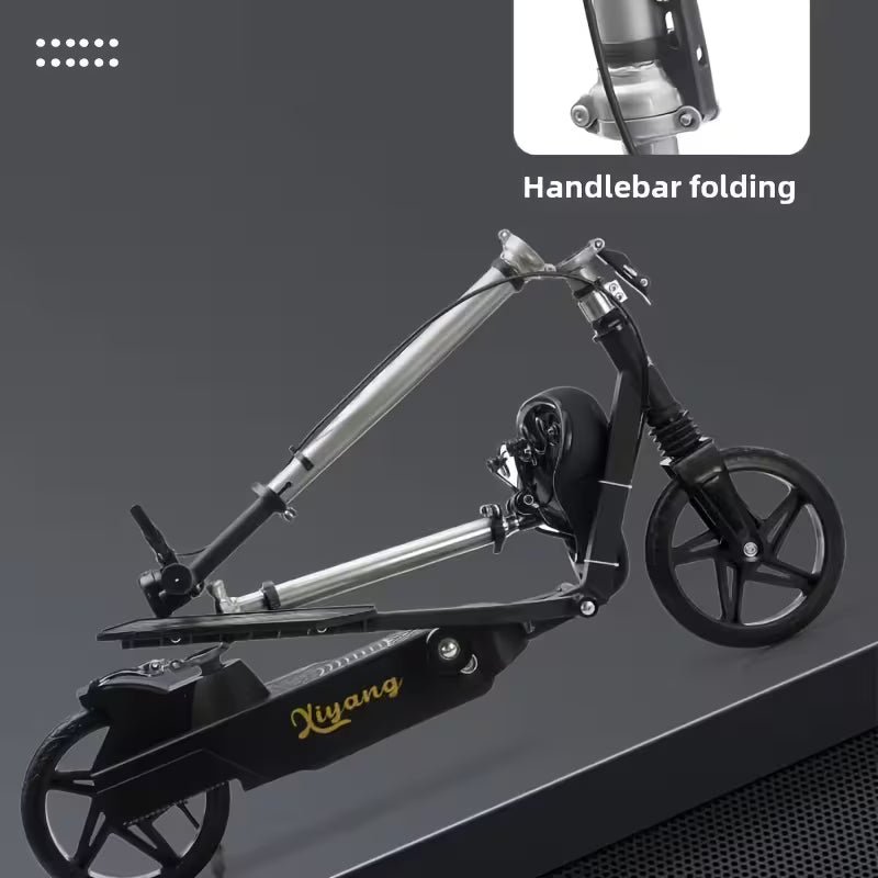 Dual-Wing Foot Pedal Scooter, Foldable Two Wheel Bicycle for Campus and Commutation, Scooter