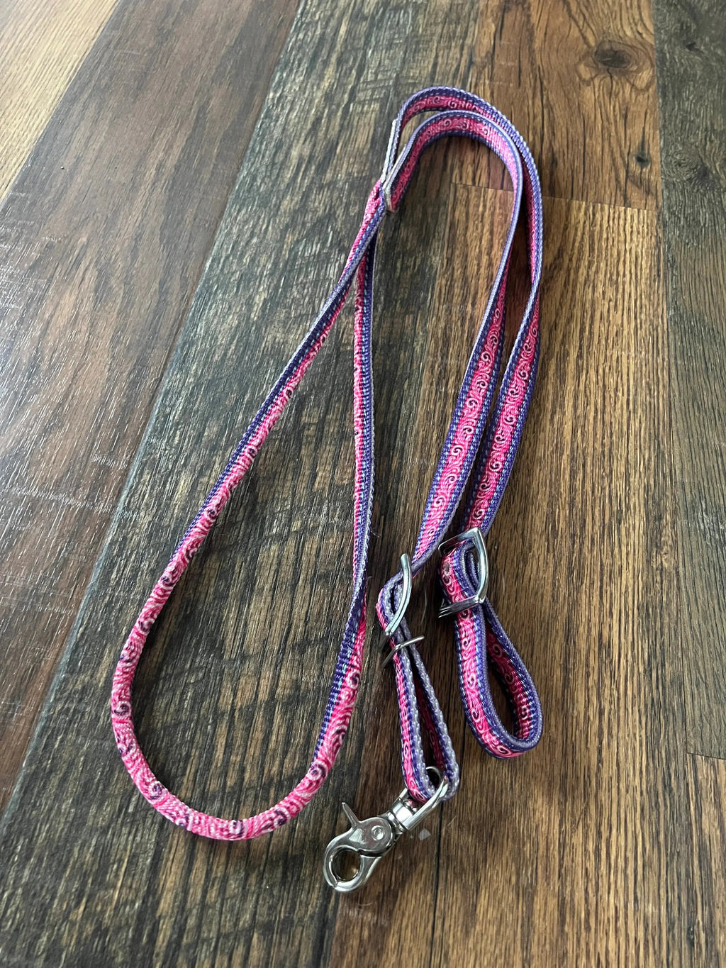 Pink & Purple Filigree Rolled Nylon Contest Reins