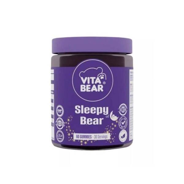 Vita Bear Sleepy Bear Melatonin Gummies for Adults - Natural Sleep Aid Supplement with 5-Hidroksitriptofan, L-Theanin, and Vitamin B Complex - 60 Count