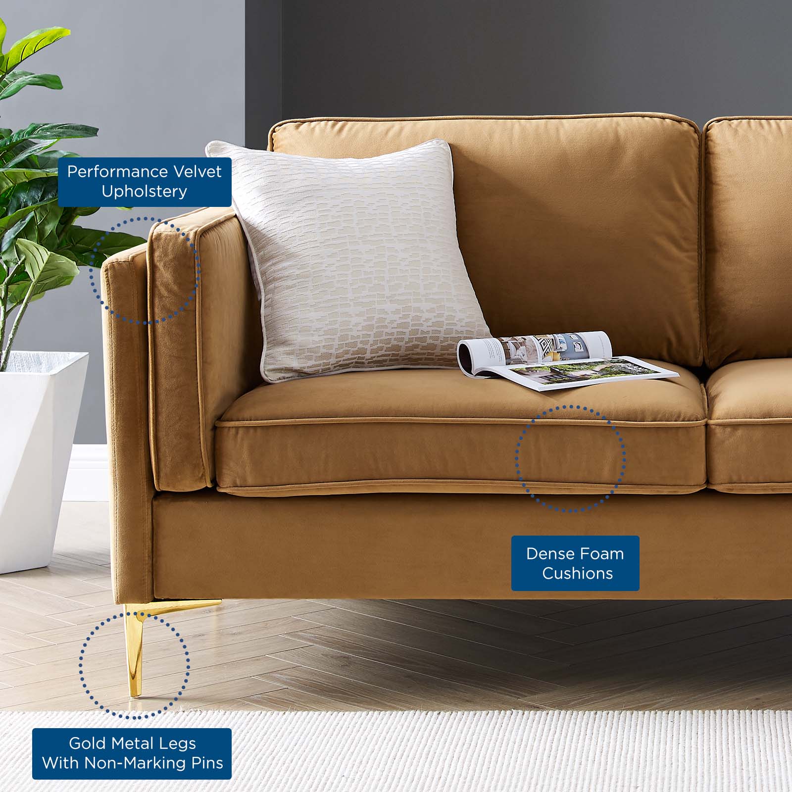 Kaiya Performance Velvet Sofa by Modway