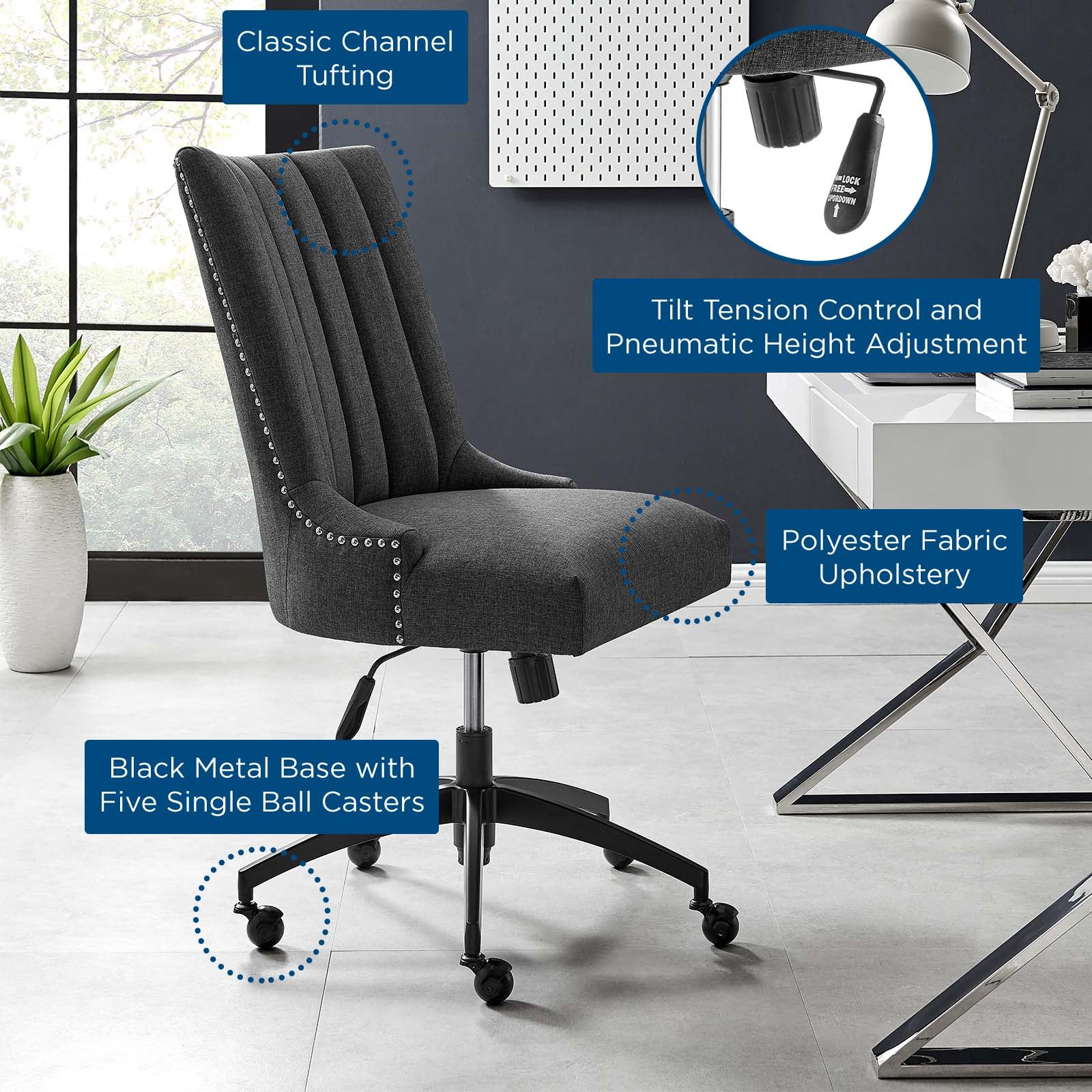 Empower Channel Tufted Fabric Office Chair by Modway