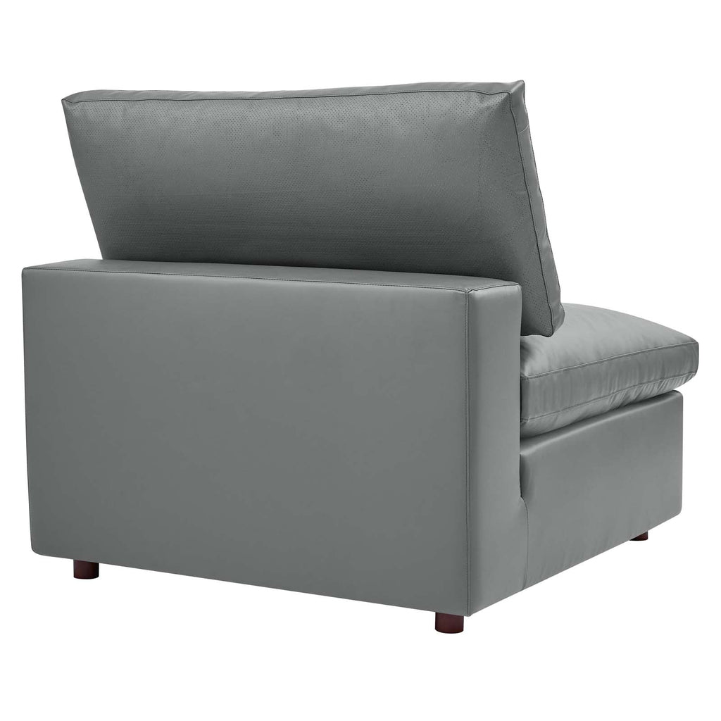 Commix Down Filled Overstuffed Vegan Leather Armless Chair by Modway