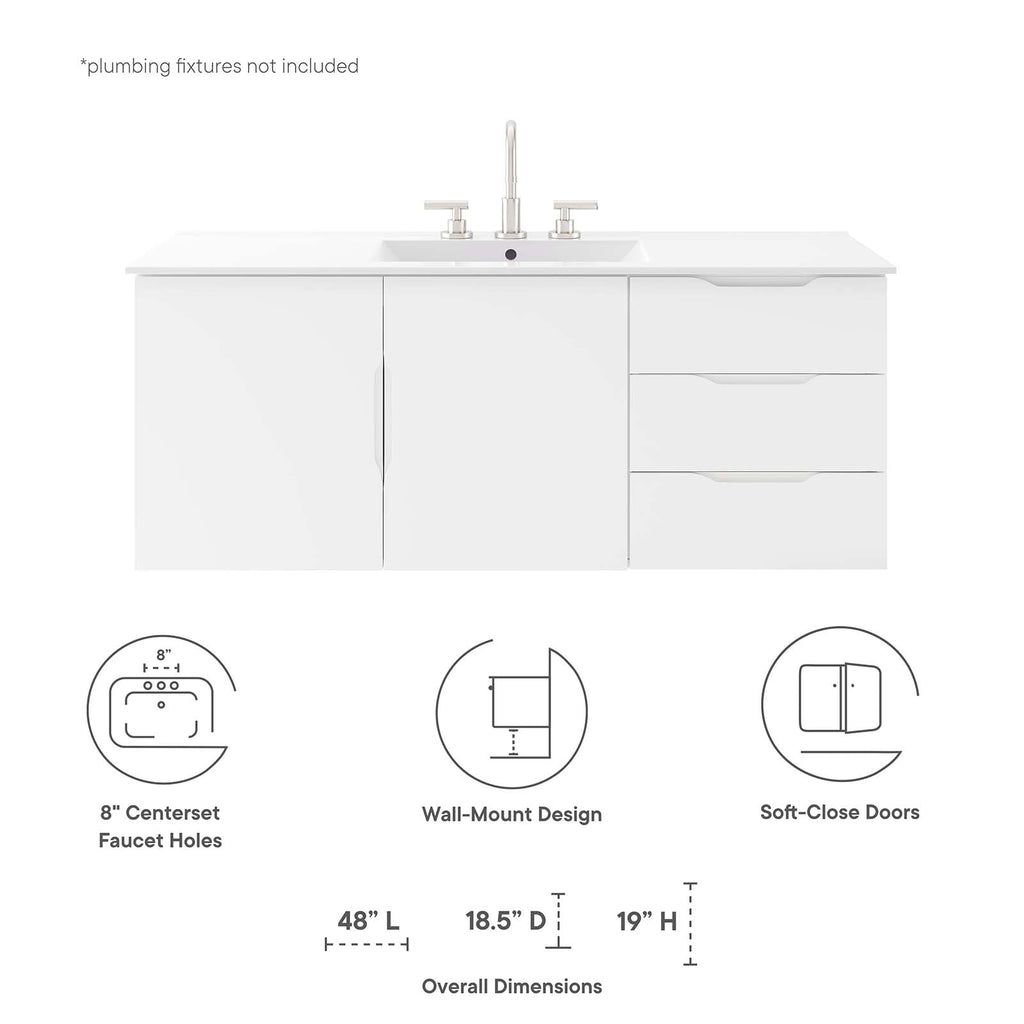Vitality 48" Double or Single Sink Compatible (Not Included) Bathroom Vanity Cabinet by Modway