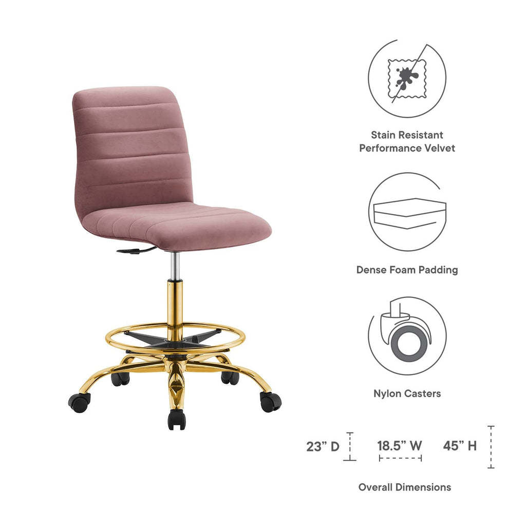 Ripple Armless Performance Velvet Drafting Chair by Modway