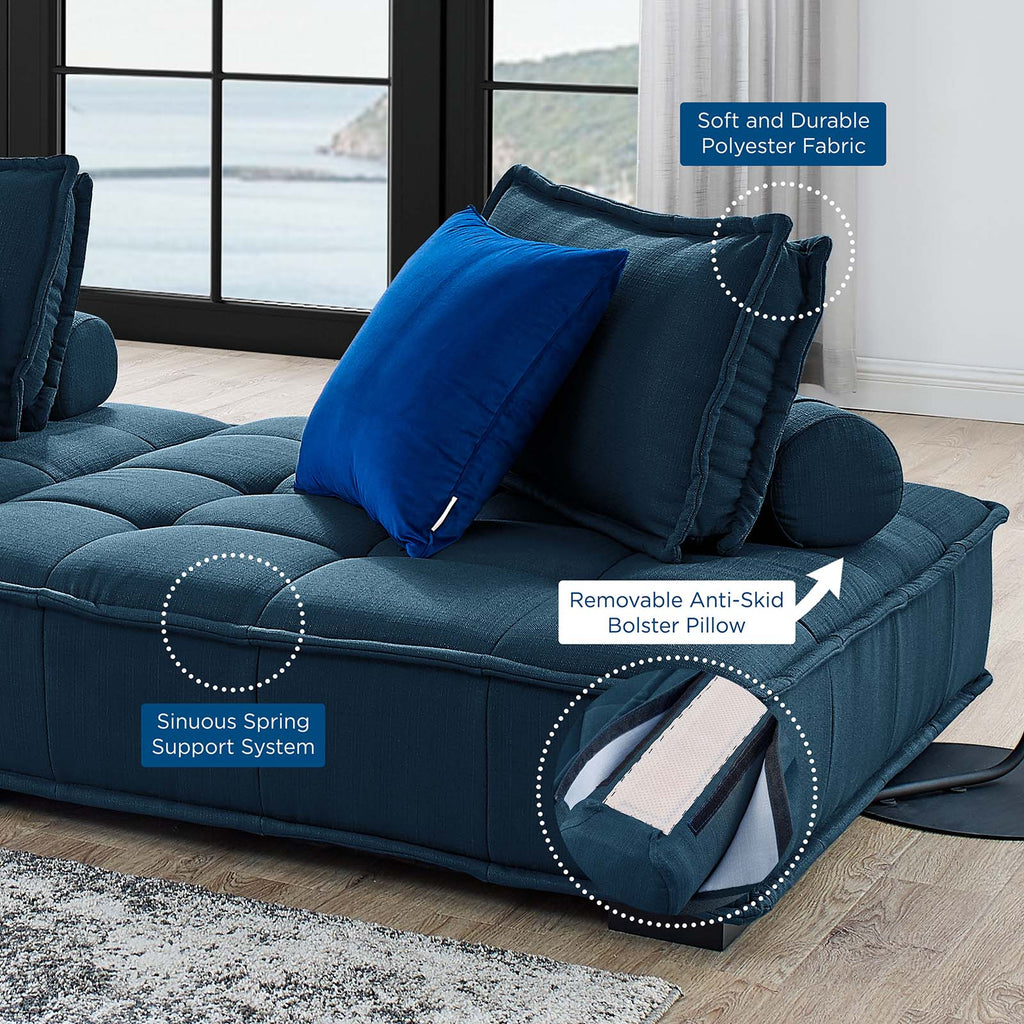 Saunter 2-Piece Tufted Fabric Fabric Loveseat in Azure