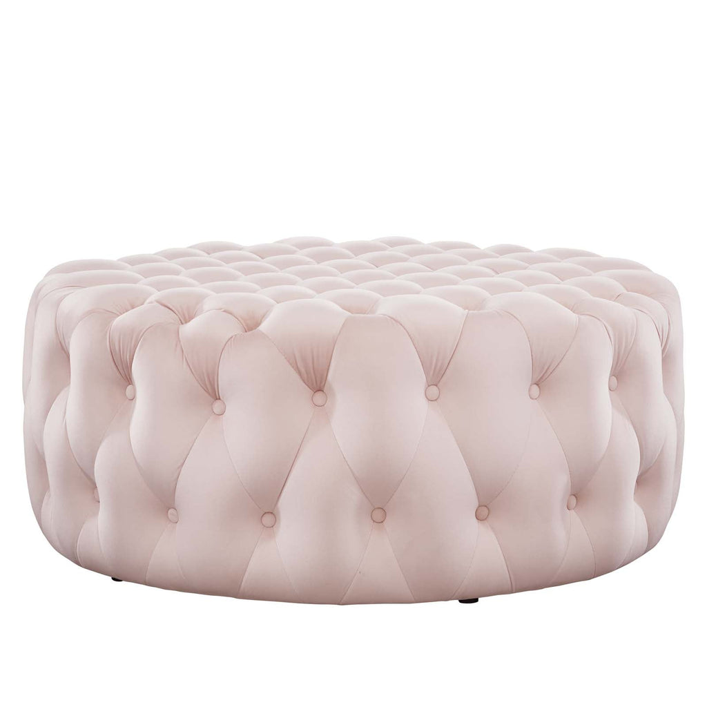 Amour Tufted Button Large Round Performance Velvet Ottoman by Modway