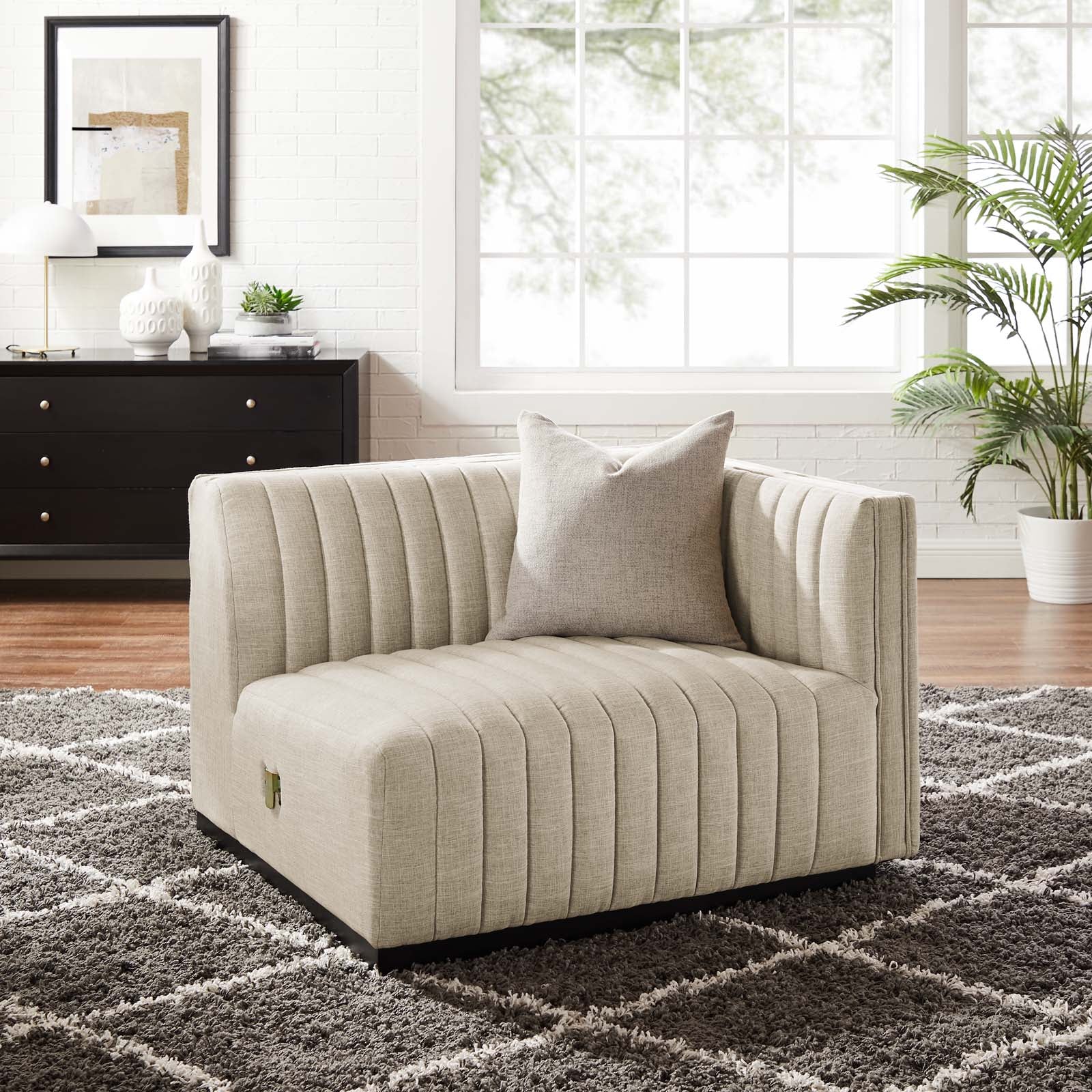 Conjure Channel Tufted Upholstered Fabric Right-Arm Chair by Modway