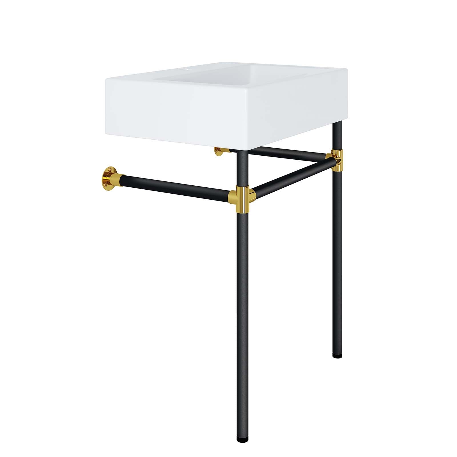 Redeem 24" Wall-Mount Black Stainless Steel Bathroom Vanity by Modway