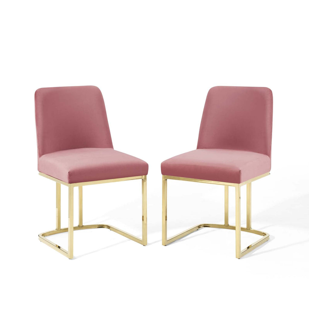Amplify Sled Base Performance Velvet Dining Chairs Set of 2 by Modway