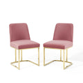 Amplify Sled Base Performance Velvet Dining Chairs Set of 2 by Modway