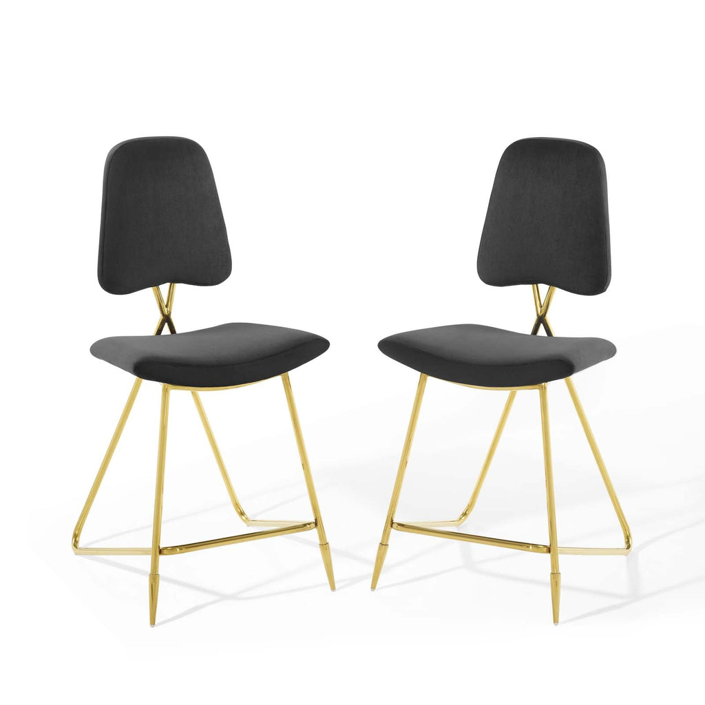 Ponder Performance Velvet Counter Stool Set of 2 by Modway