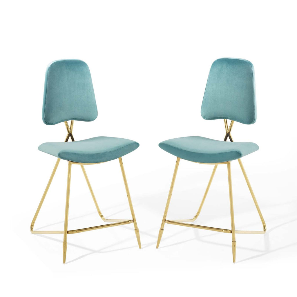 Ponder Performance Velvet Counter Stool Set of 2 by Modway