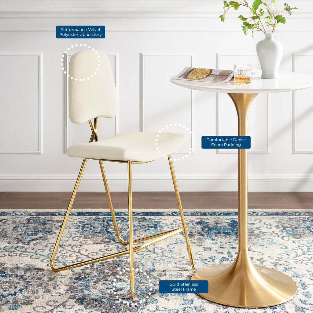 Ponder Performance Velvet Bar Stool Set of 2 by Modway