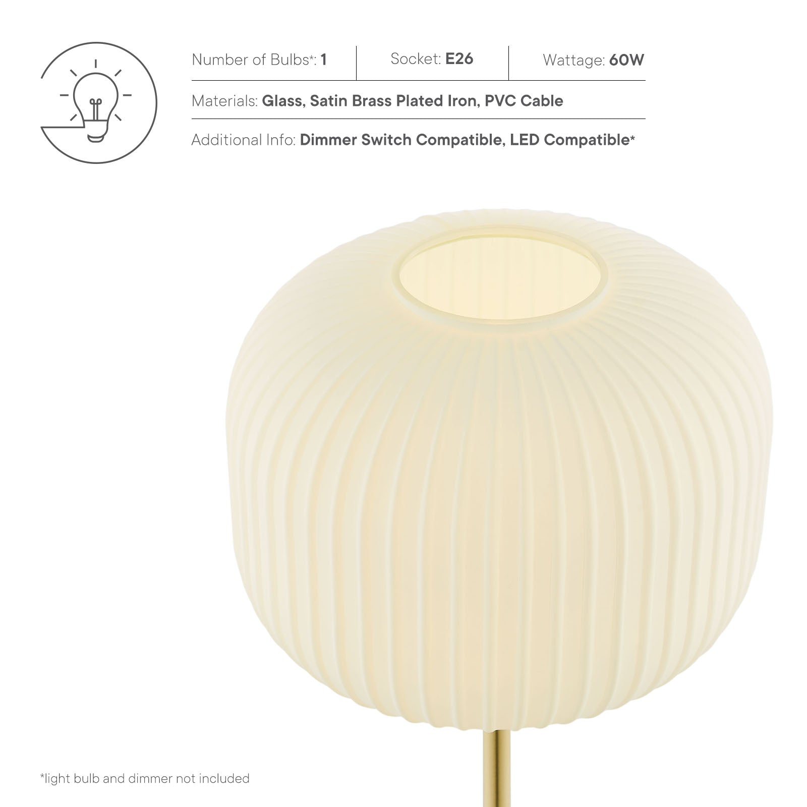 Reprise Glass Sphere Glass and Metal Table Lamp by Modway