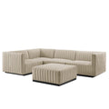 Conjure 5-Piece Channel Tufted Upholstered Fabric Sectional by Modway