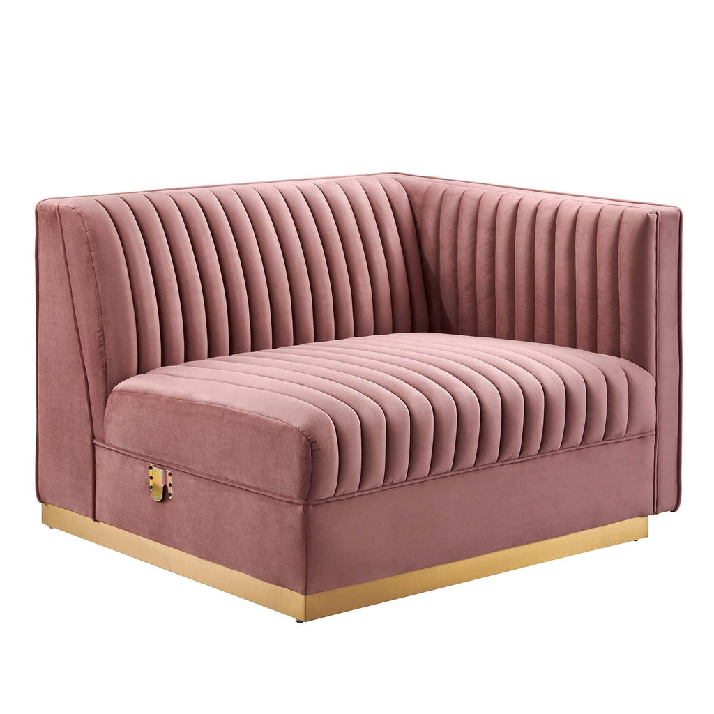 Sanguine Channel Tufted Performance Velvet 3-Seat Modular Sectional Sofa by Modway