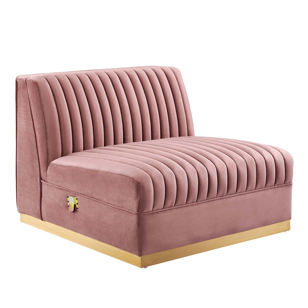 Sanguine Channel Tufted Performance Velvet 3-Seat Modular Sectional Sofa by Modway