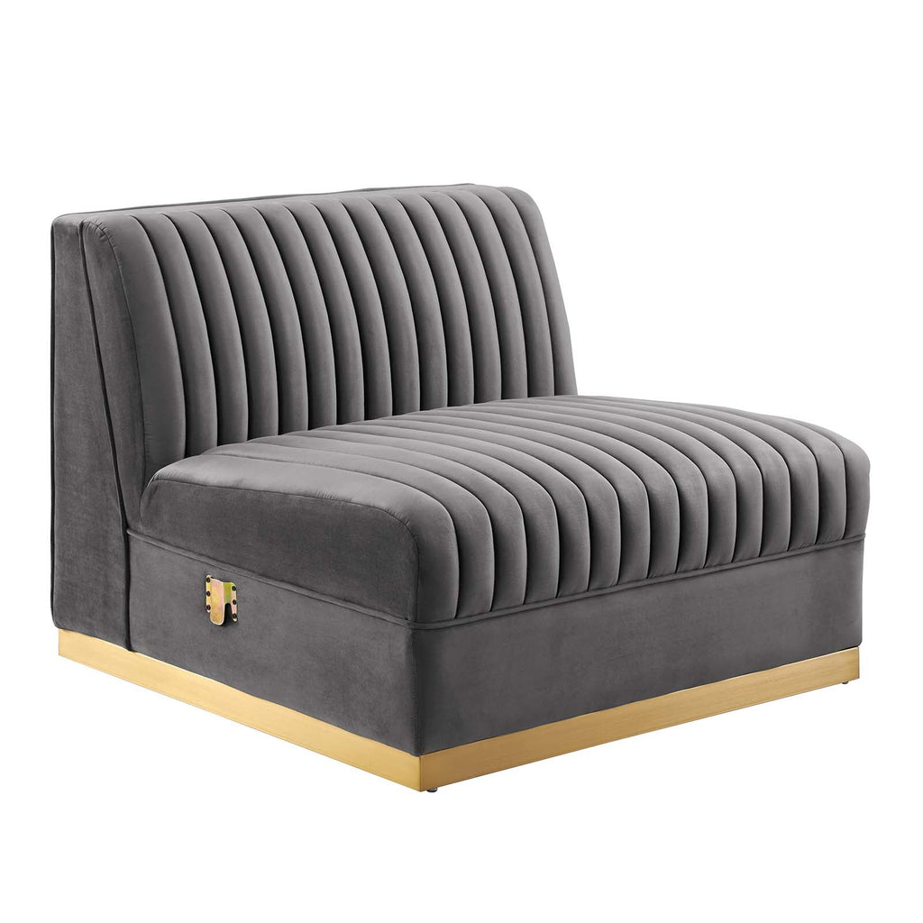 Sanguine Channel Tufted Performance Velvet 3-Seat Modular Sectional Sofa by Modway