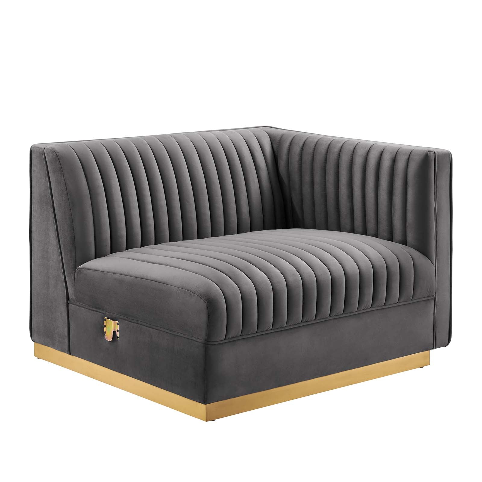Sanguine Channel Tufted Performance Velvet 3-Seat Modular Sectional Sofa by Modway