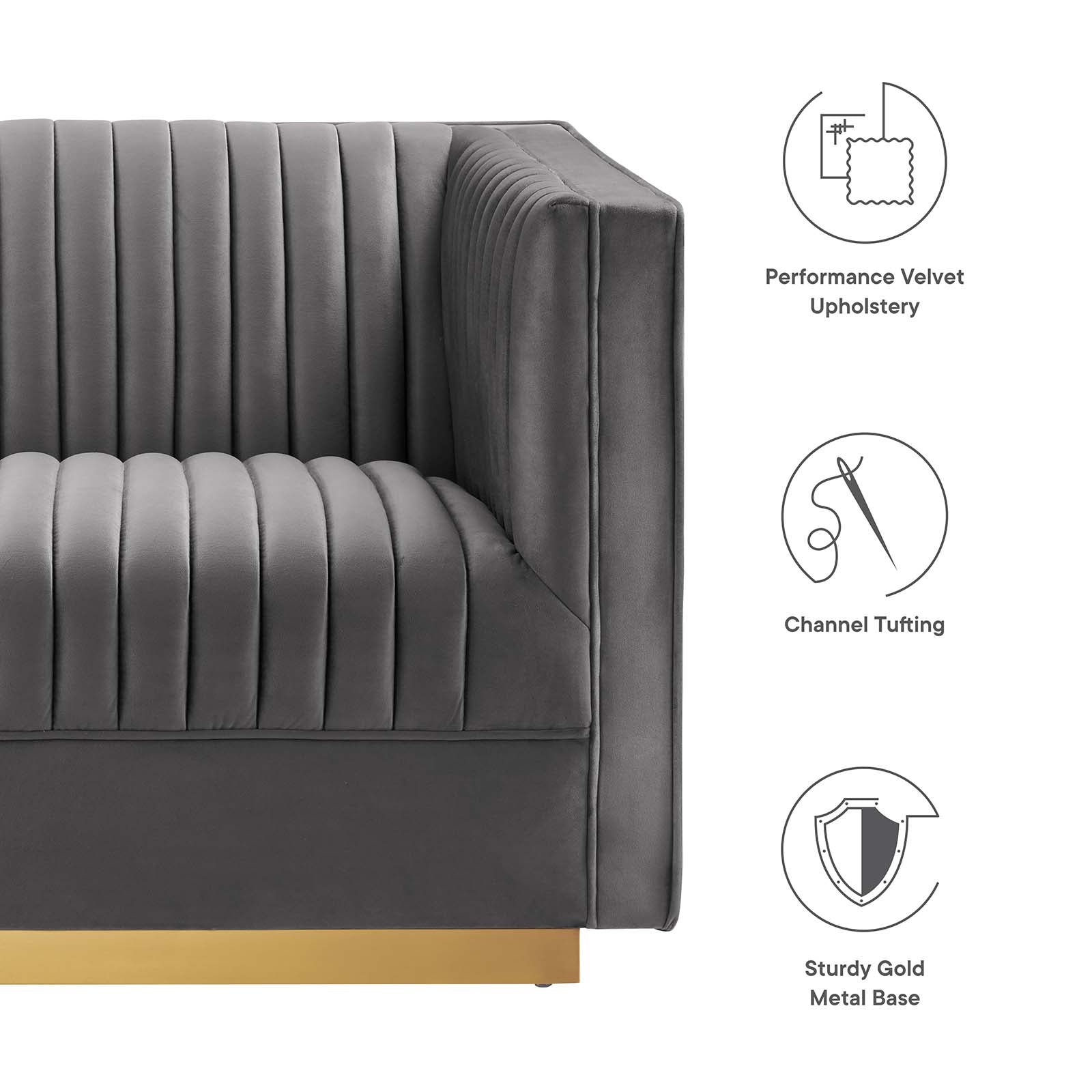 Sanguine 5-Piece Channel Tufted Performance Velvet Modular Sectional Sofa by Modway