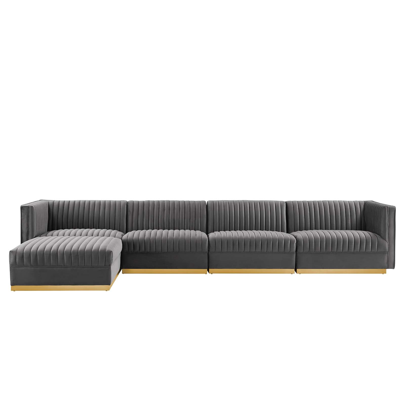 Sanguine 5-Piece Channel Tufted Performance Velvet Modular Sectional Sofa by Modway