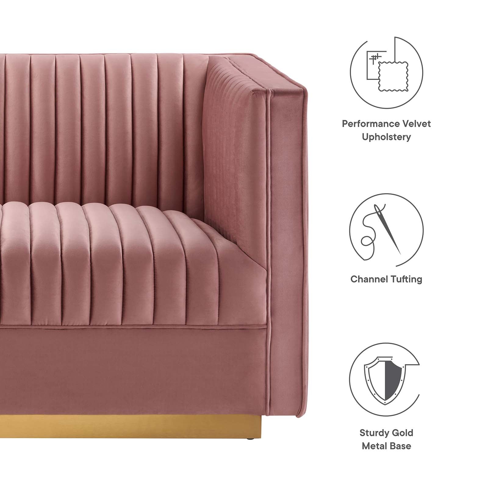 Sanguine 4-Piece Channel Tufted Performance Velvet Right-Facing Modular Sectional Sofa by Modway