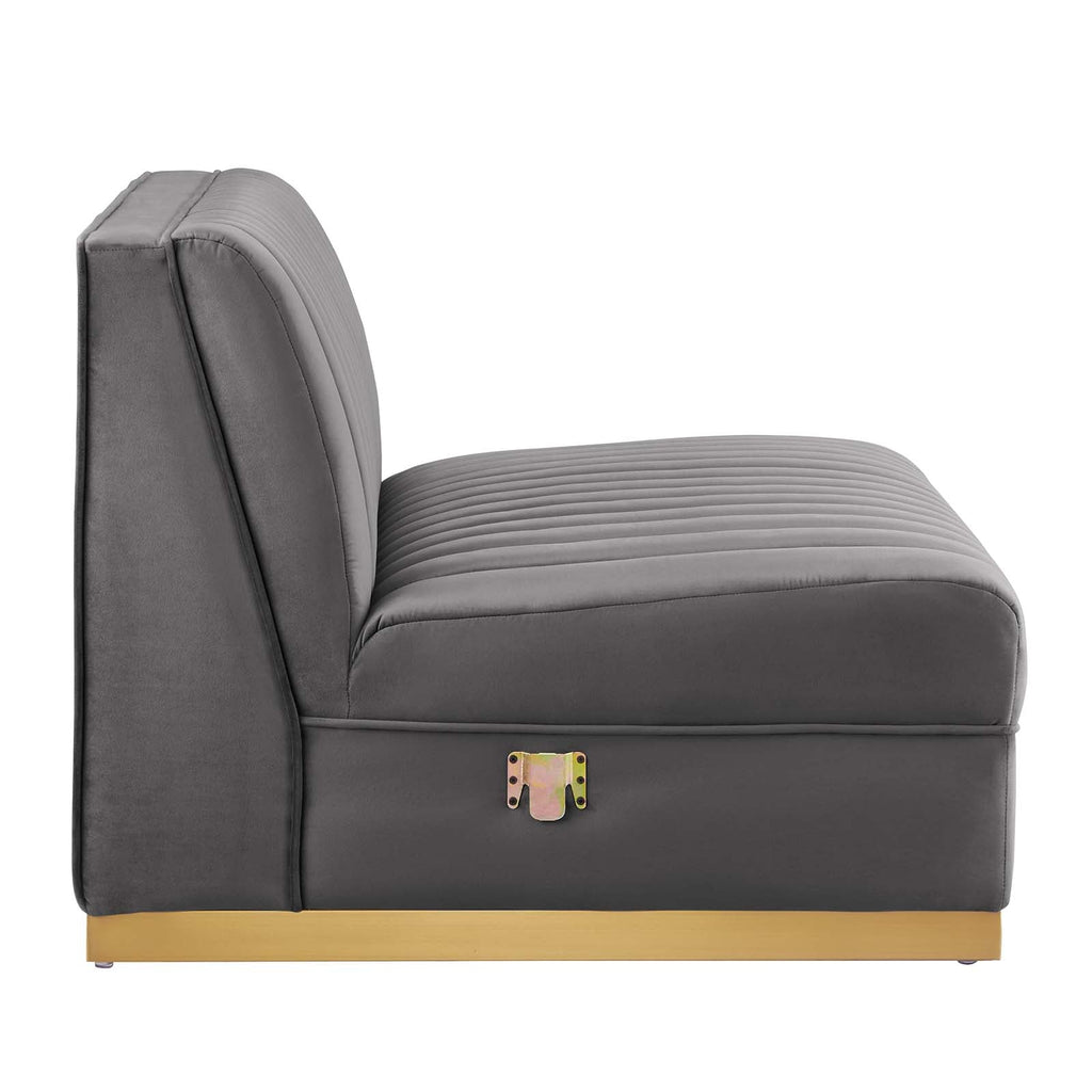 Sanguine 4-Piece Channel Tufted Performance Velvet Right-Facing Modular Sectional Sofa by Modway