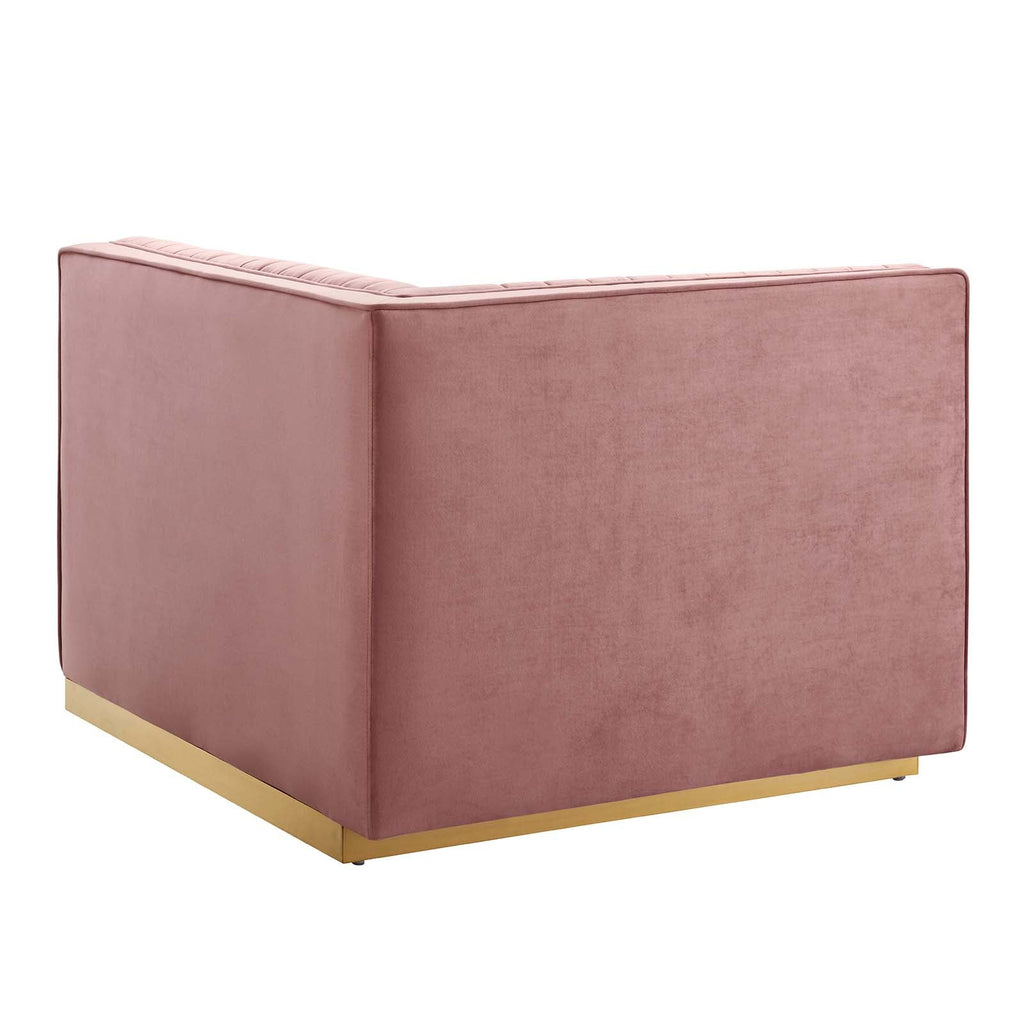 Sanguine 4-Piece Channel Tufted Performance Velvet Left-Facing Modular Sectional Sofa by Modway