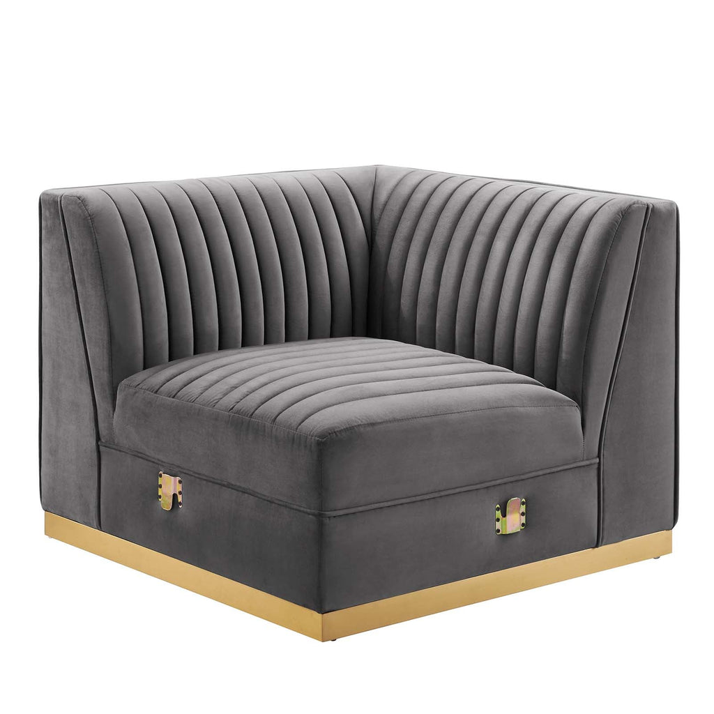 Sanguine 4-Piece Channel Tufted Performance Velvet Left-Facing Modular Sectional Sofa by Modway