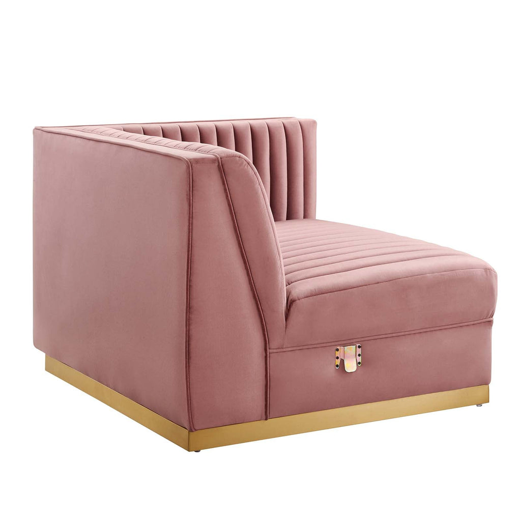 Sanguine 5-Piece Channel Tufted Performance Velvet Right-Facing Modular Sectional Sofa by Modway