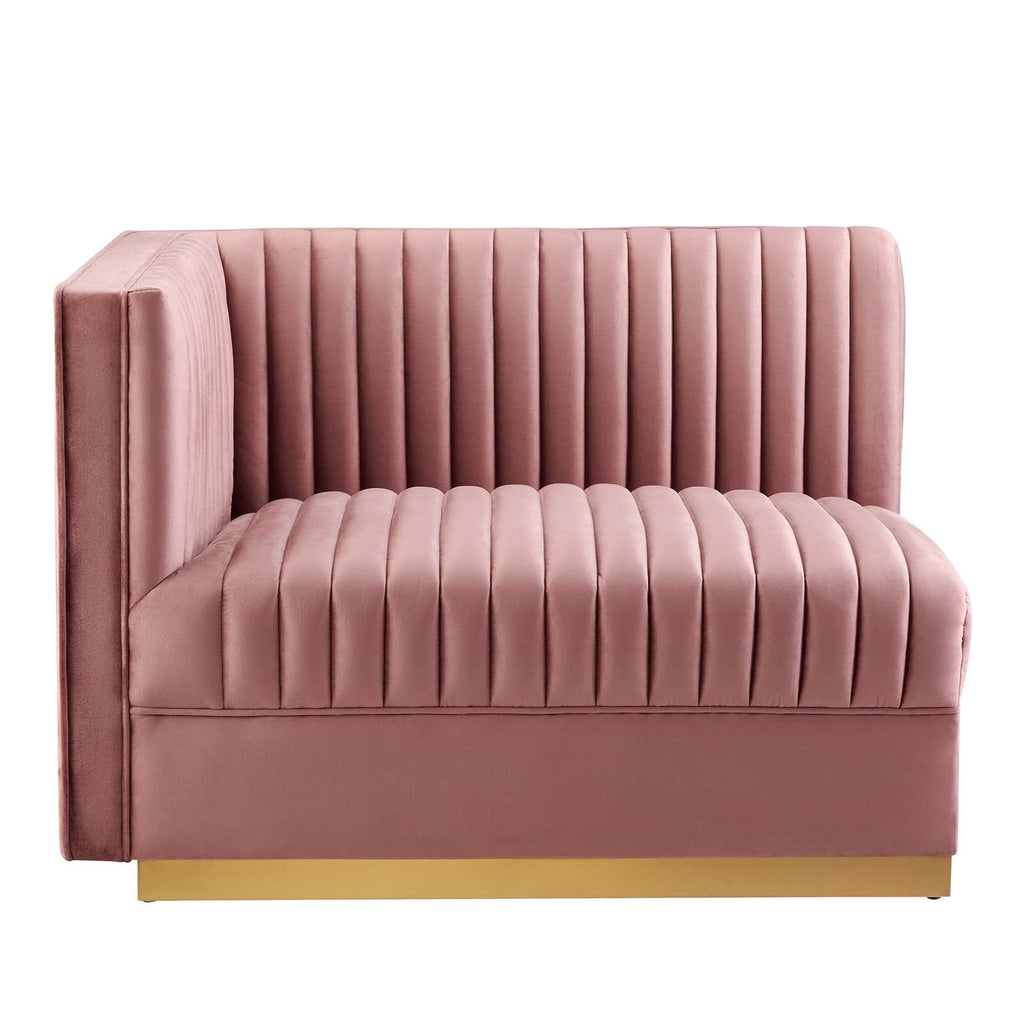 Sanguine 5-Piece Channel Tufted Performance Velvet Right-Facing Modular Sectional Sofa by Modway