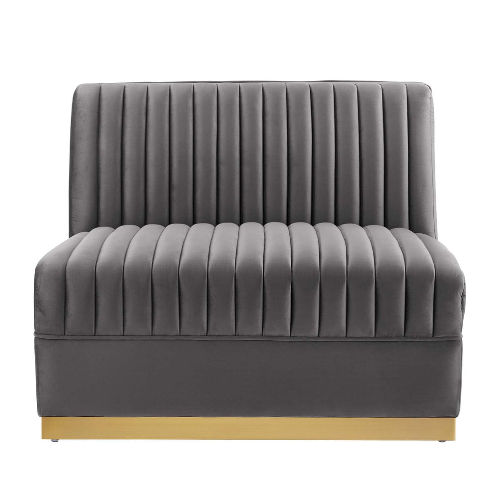 Sanguine Channel Tufted Performance Velvet Modular Sectional Sofa Armless Chair by Modway