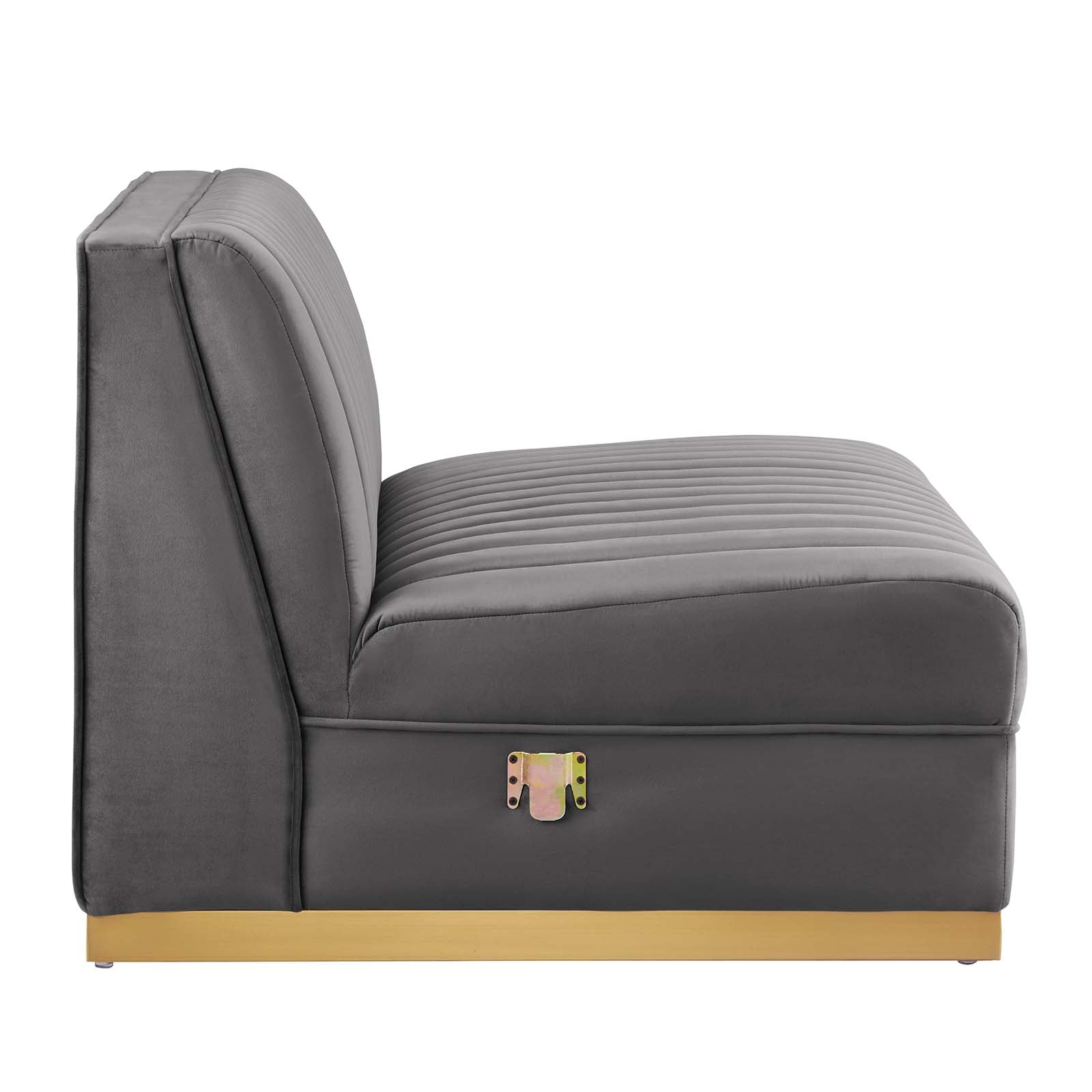 Sanguine Channel Tufted Performance Velvet Modular Sectional Sofa Armless Chair by Modway