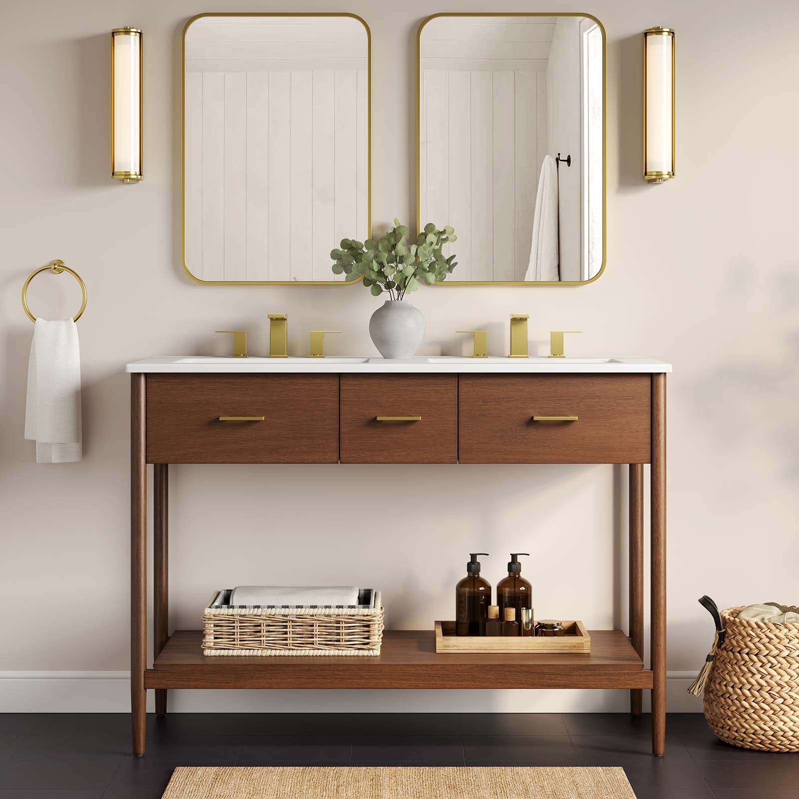 Zaire 48" Double Sink Compatible Bathroom Vanity Cabinet (Sink Basin Not Included) by Modway