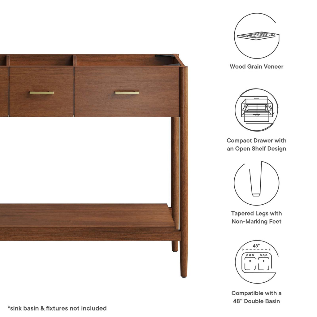 Zaire 48" Double Sink Compatible Bathroom Vanity Cabinet (Sink Basin Not Included) by Modway