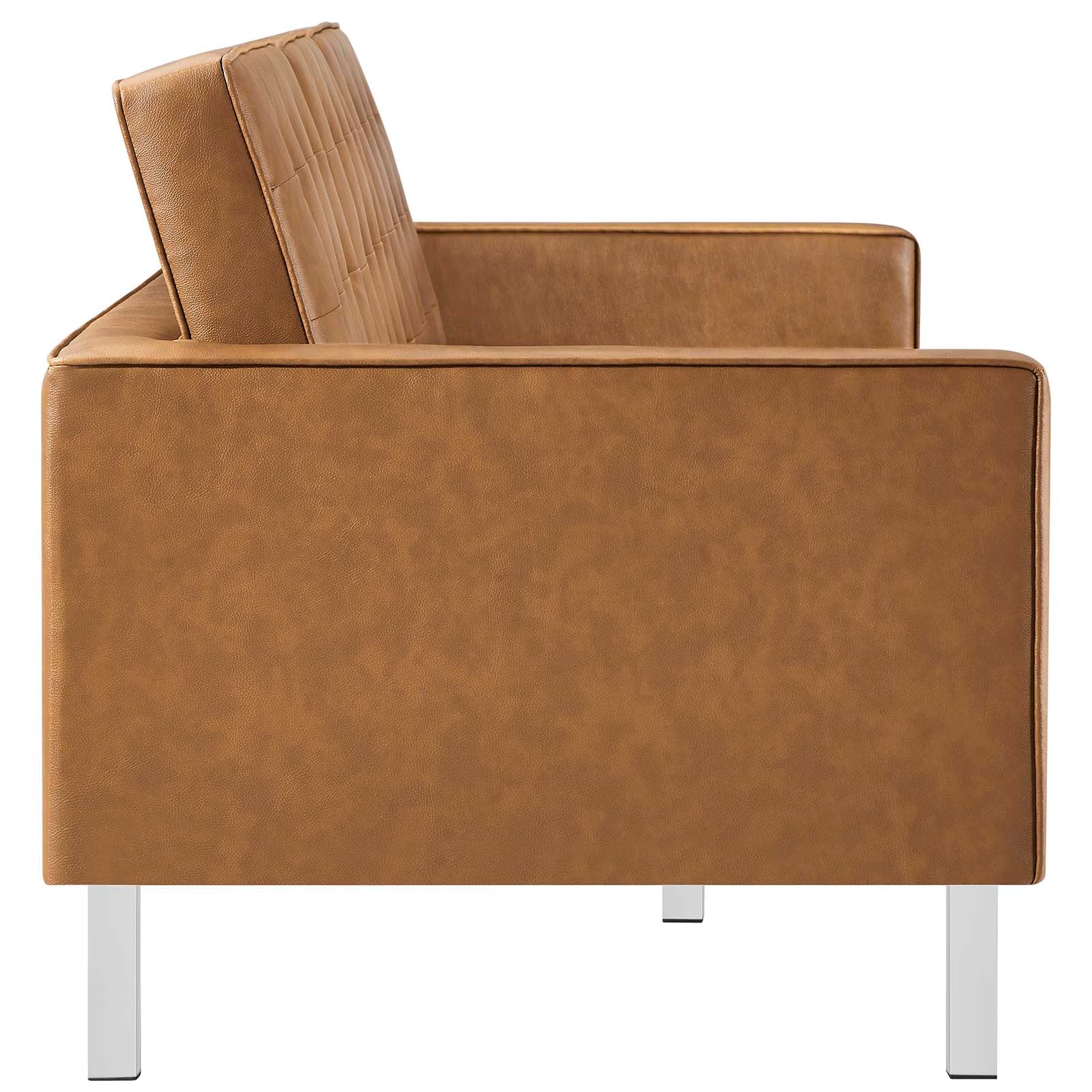 Loft Tufted Vegan Leather Sofa and Ottoman Set by Modway