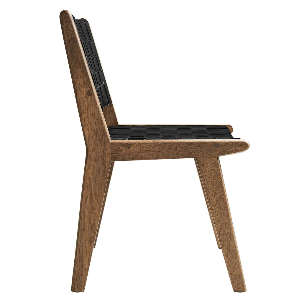 Saoirse Leather Wood Dining Side Chair Set of 2 by Modway