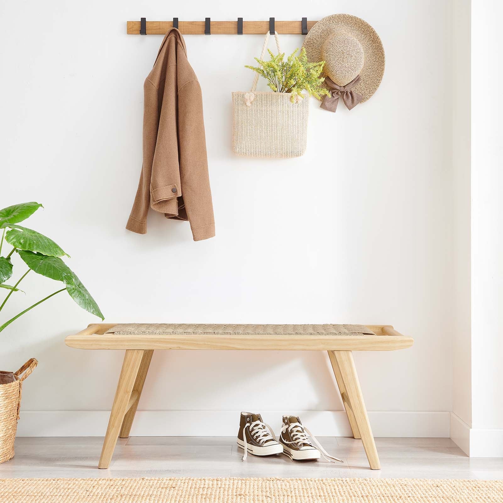 Saoirse 47" Wove Rope Wood Bench by Modway