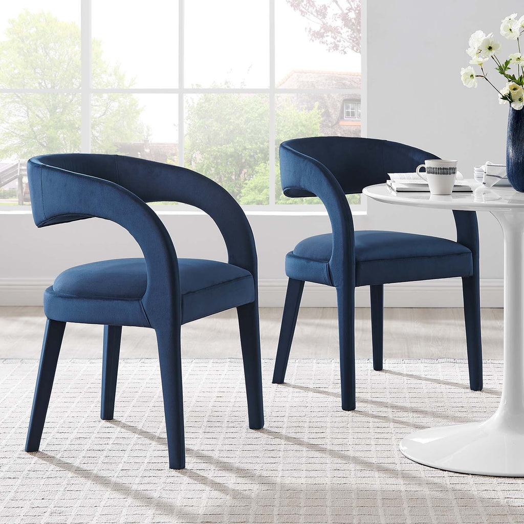 Pinnacle Performance Velvet Dining Chair Set of 2 by Modway