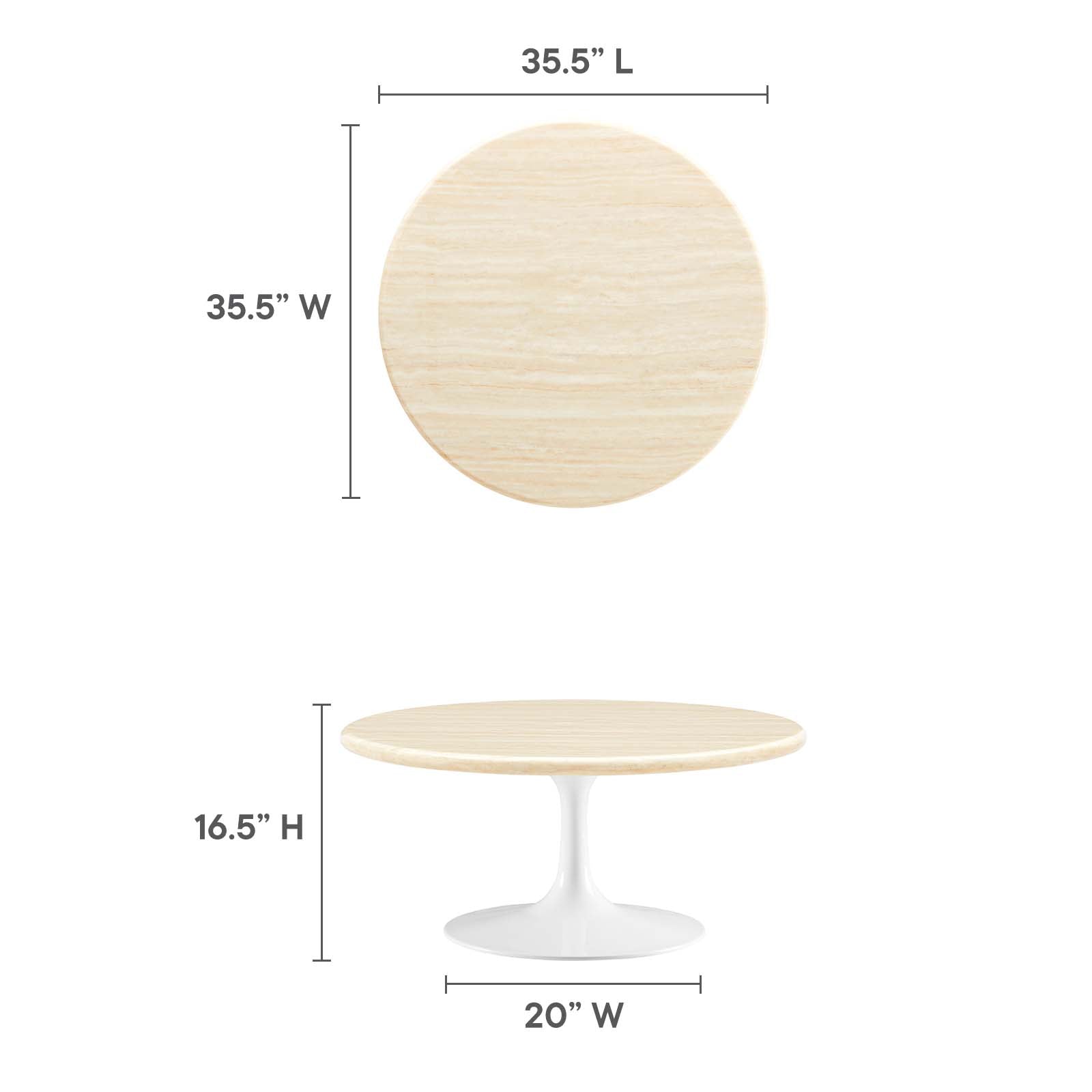 Lippa 36" Round Faux Travertine Coffee Table by Modway