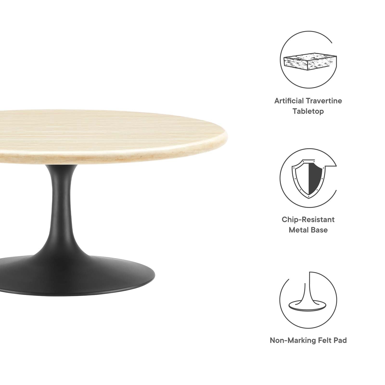 Lippa 36" Round Faux Travertine Coffee Table by Modway