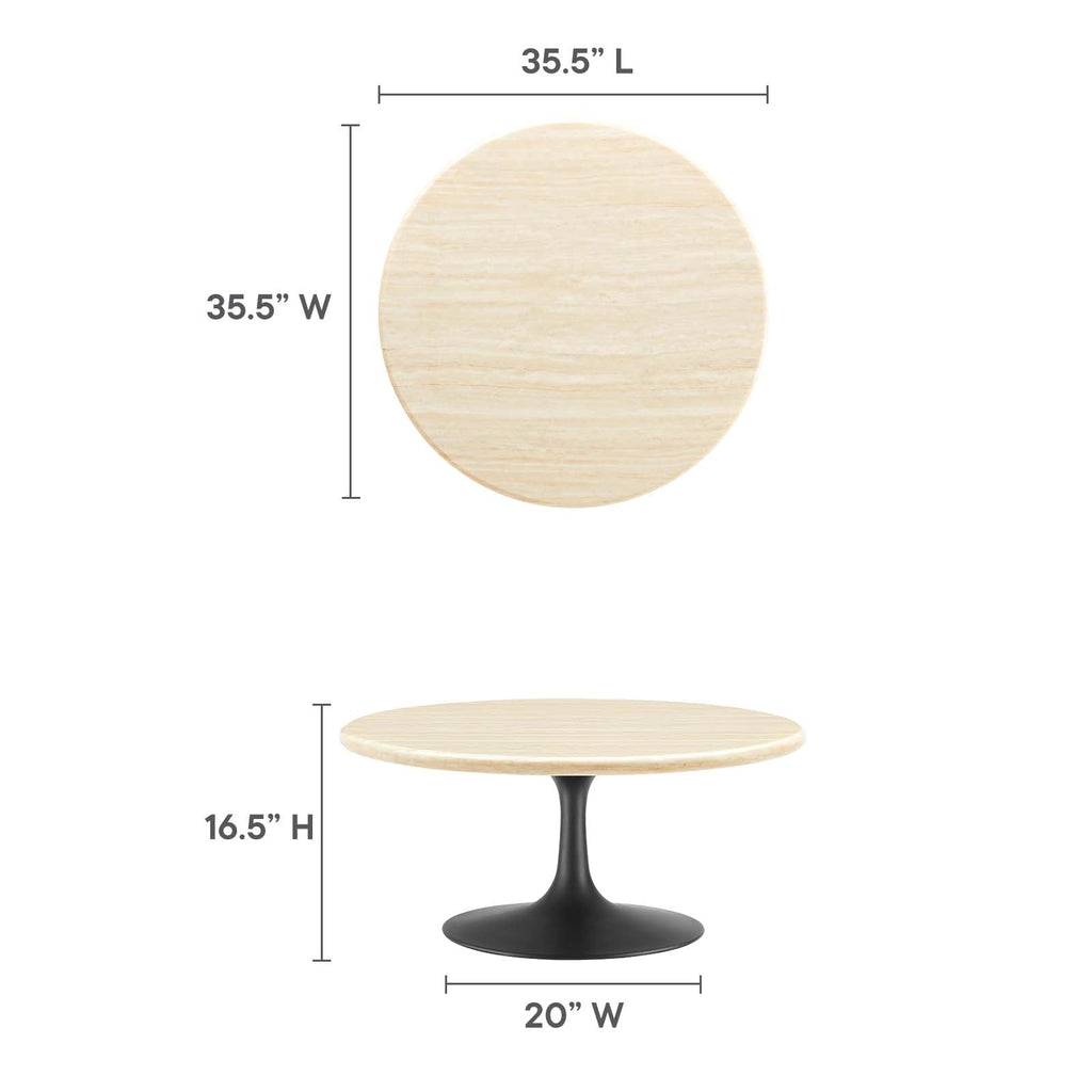 Lippa 36" Round Faux Travertine Coffee Table by Modway