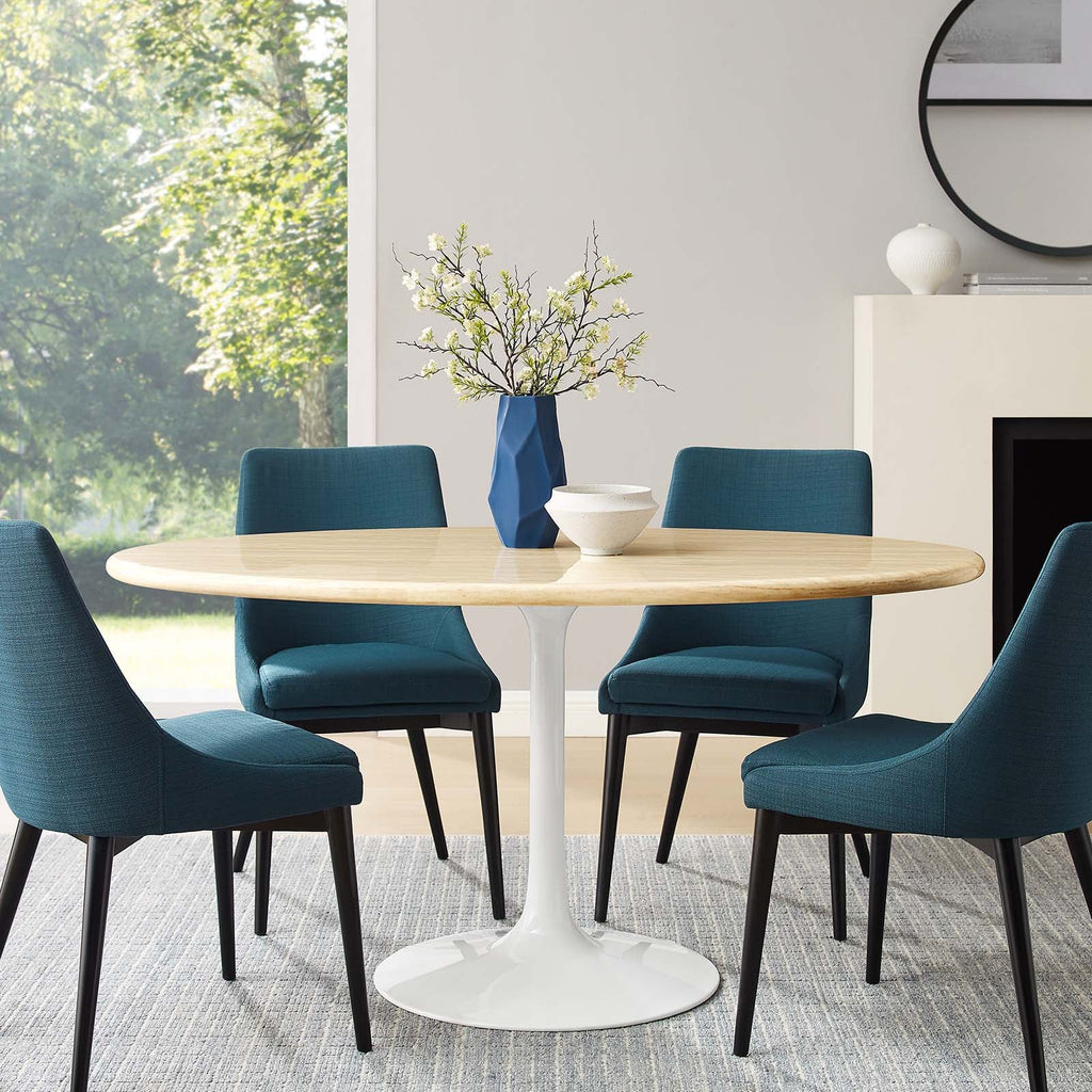 Lippa 60" Oval Faux Travertine Dining Table by Modway