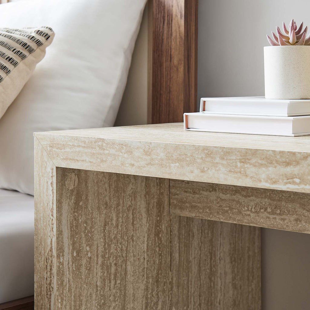 Mirella Faux Travertine Side Table by Modway