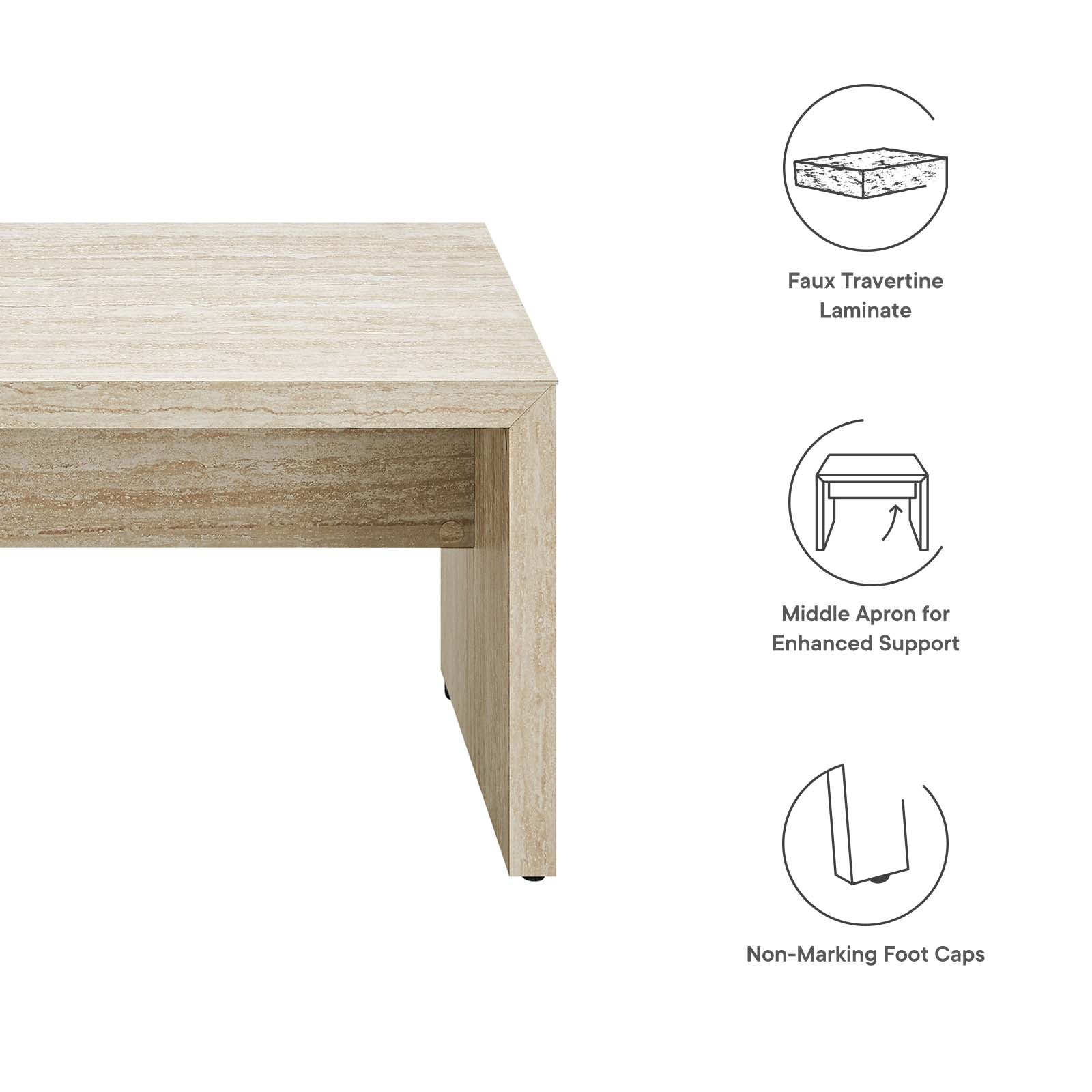Mirella 53.5" Faux Travertine Bench by Modway