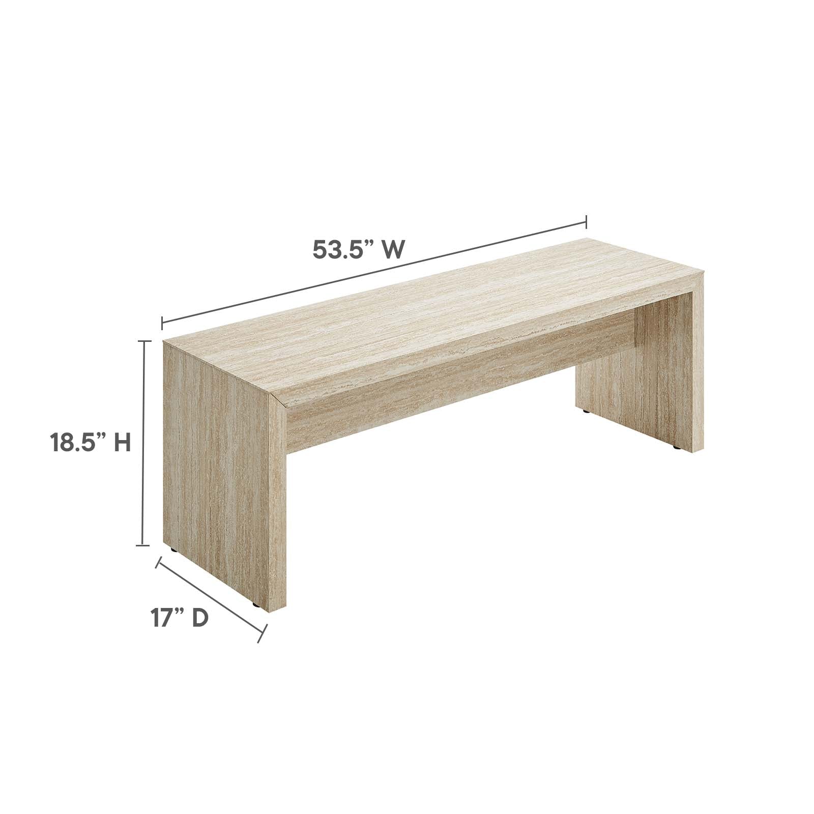 Mirella 53.5" Faux Travertine Bench by Modway