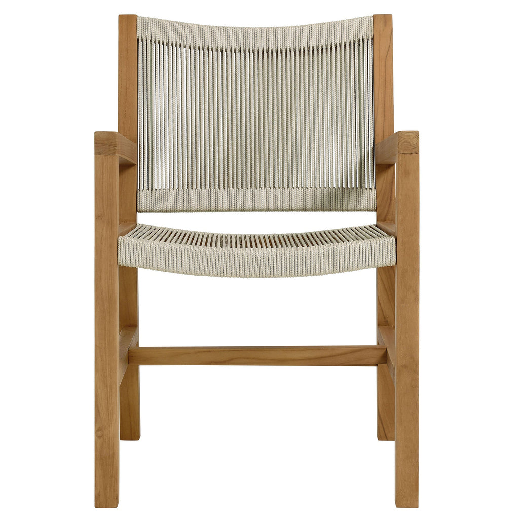 Vienna 5-Piece Outdoor Patio Teak and Rope Dining Set with Armchairs by Modway