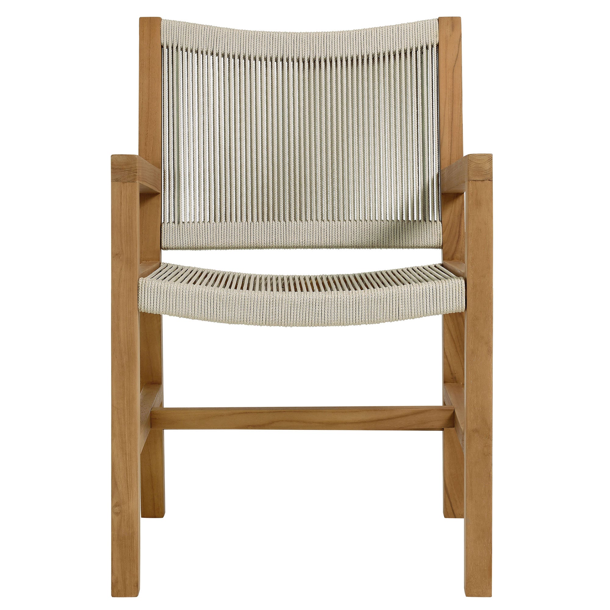 Vienna 5-Piece Outdoor Patio Teak and Rope Dining Set with Armchairs by Modway