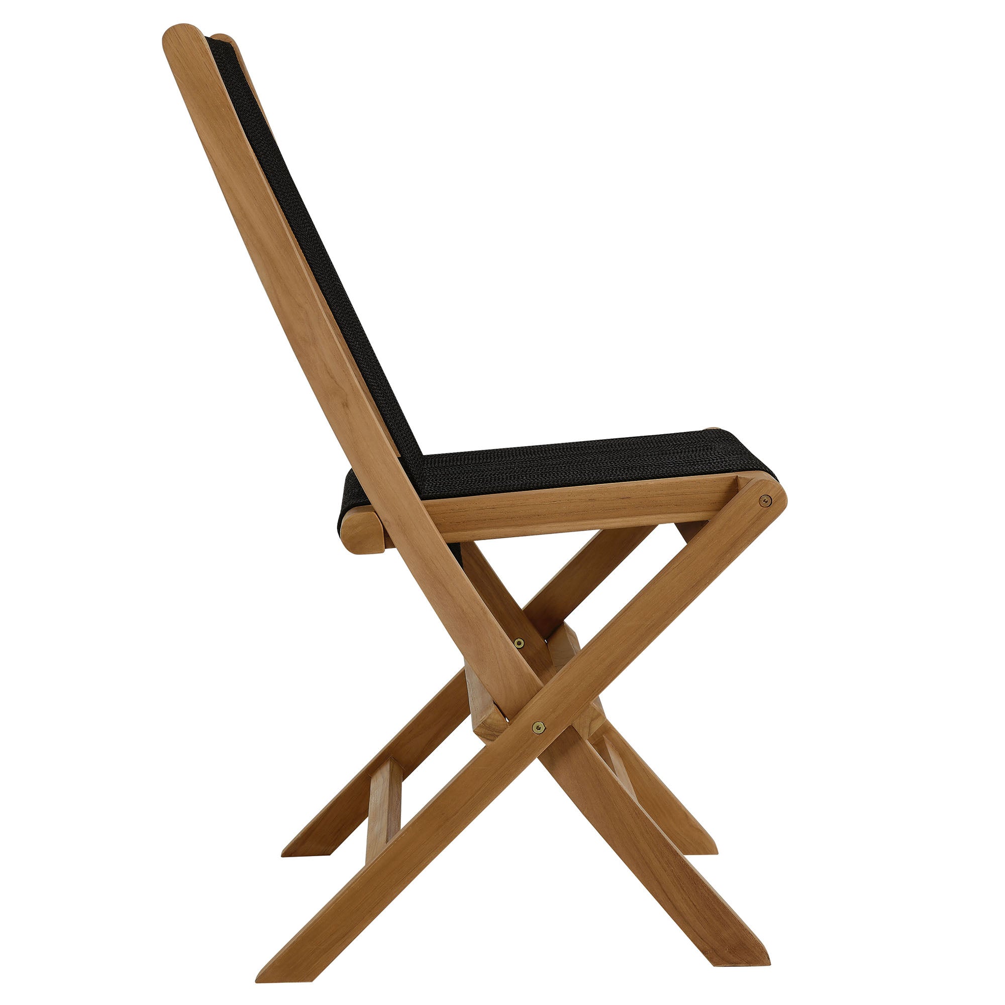 Vienna 5-Piece Outdoor Patio Teak Wood Dining Set with Rope Folding Chairs by Modway