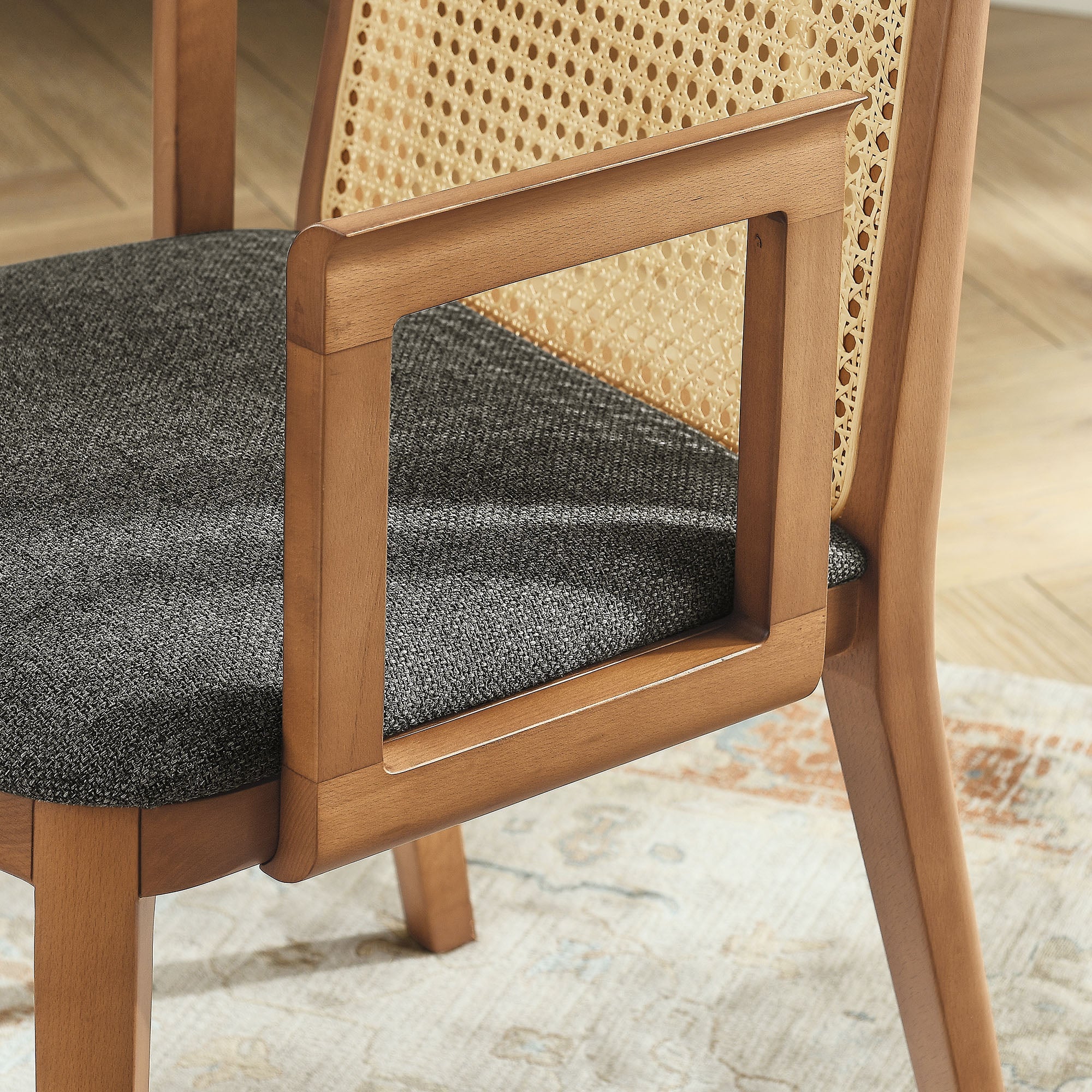 Monarch Wood and Rattan Dining Armchair by Modway